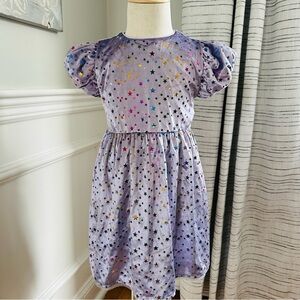 Lola & The Boys Purple Lavendar Sky Velour Dress w Sparkle Stars Sz 2